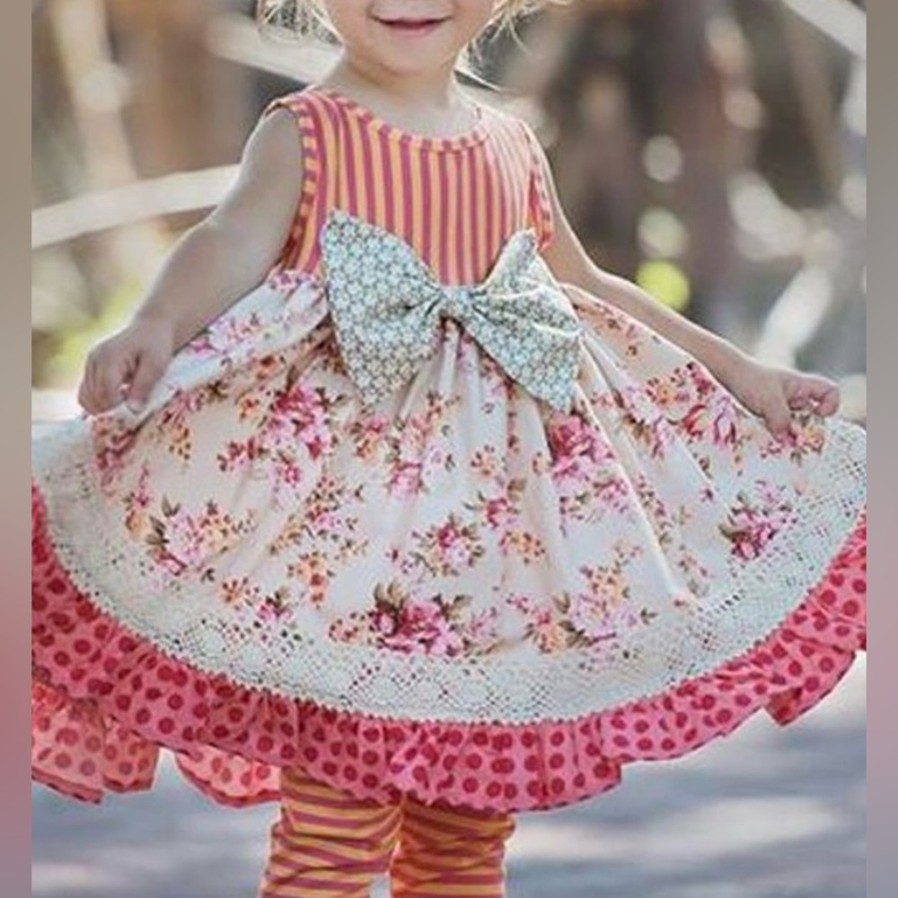 Persnickety | Mixed Floral and Stripes Spring Dress | 3 Years